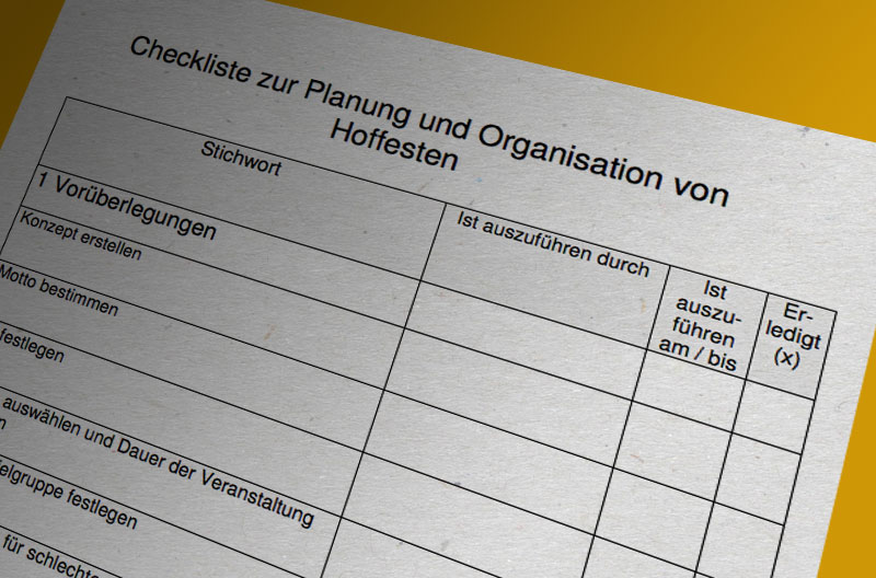 Checkliste zur Planung von Hoffesten