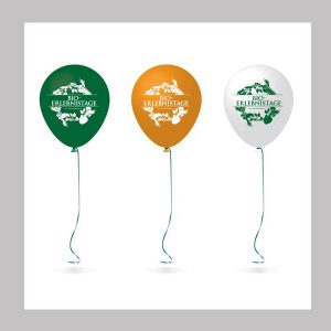 Drei Luftballons grün orange weiß