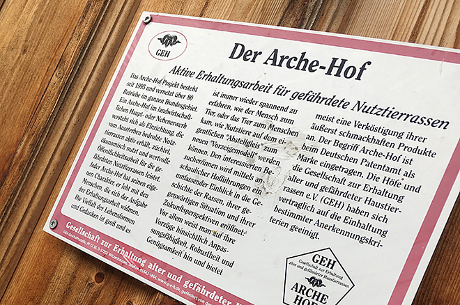 Schild für Bio-Erlebnsitag, Archehof 2018