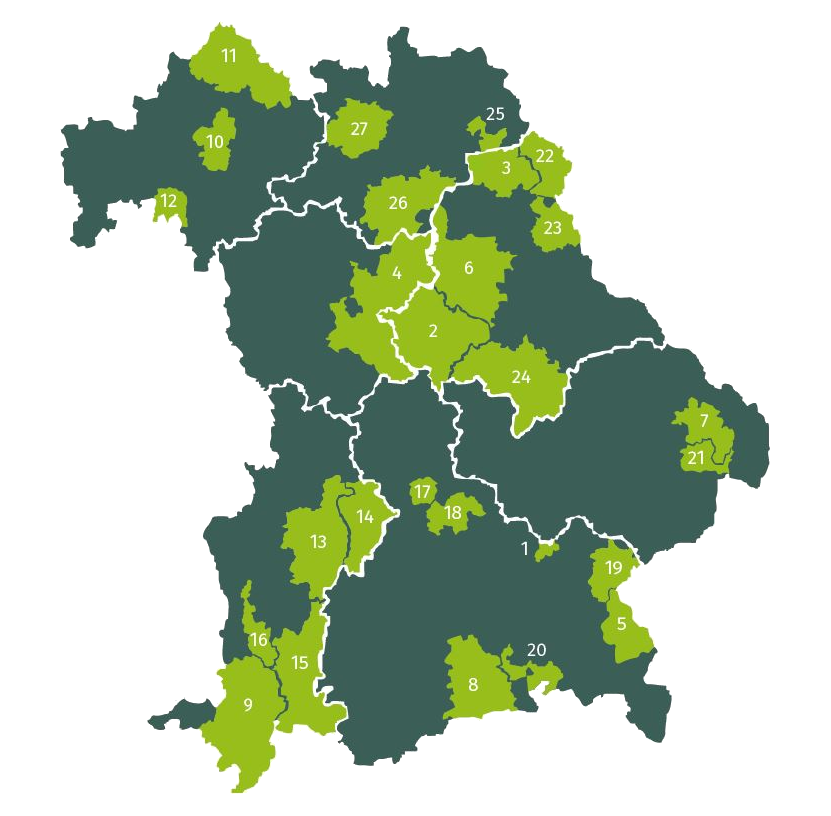 Kartenumriss von Bayern